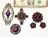 Vintage Jewelry w Rhinestones Pins & Earrings