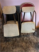 Vintage folding chairs and card table