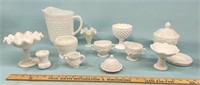 14 pcs. Milk Glass