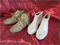 2 Pairs Ladies Leather Moccasins -Size ???