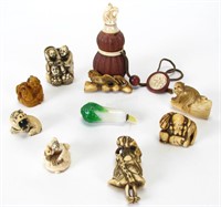 Group of Oriental Carved Netsuke and Snuff Bottles