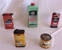 Vintage tins & containers for vehicles.