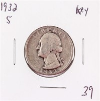 Coin 1932-S Washington Silver Quarter VF-XF