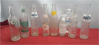 Collectable glass pop bottles including fanta,