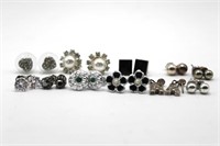 Stud Earrings 11 pair some silver