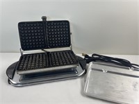 Vintage Universal waffle maker with chrome accents