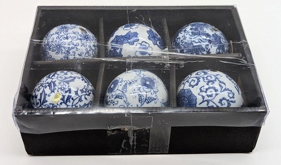 Blue And White Porcelain Orb Ball Set