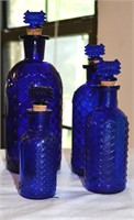 4 beautiful vtg cobalt poison bottles  x the money