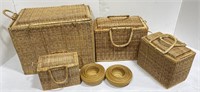 Group of Mid Century Rattan Wicker Items