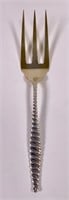 Sterling silver meat fork, 80g, gold washed tines,