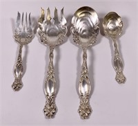 2 Sterling silver salad sets, 256g, 6" & 9" long