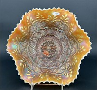 Persian Garden 11" ruffled bowl - peach opal