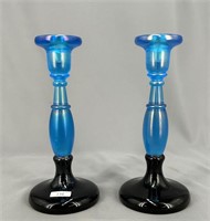 Fenton's Five Forty Nine candlesticks w/black base