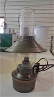 Electrified oil lamp replica.  Approximately 12"