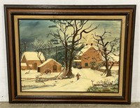 (RK) Winter Oil Painting on Canvas 30 1/4” x 24