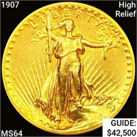 1907 High Relief $20 Gold Double Eagle CHOICE BU