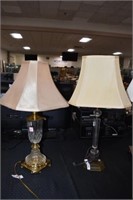 2 Glass & Brass Table Lamps