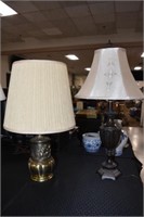 Table Lamps, One with Cherub Base