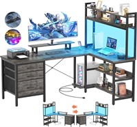 (READ)Aheaplus L Shaped Desk  LED Gaming