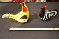 LENOX ROOSTER AND YELLOW GLASS ROOSTER