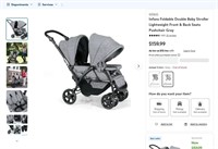 E7687  Infans Foldable Double Baby Stroller Gray
