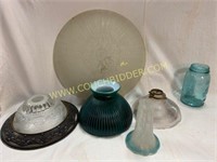 Antique & vintage glass lamp shades etc