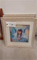 4 ANGEL FRAMED PICTURES WITH MATCHING FRAMES
