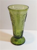 Avocado Green Pedestal Vase Indiana Harvest Grape