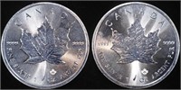 (2) 1 OZ .999 SILVER 2019 & 2024 CAN MAPLE ROUNDS