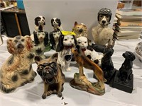 GROUP OF DOG FIGURINES OF ALL SIZES & KINDS