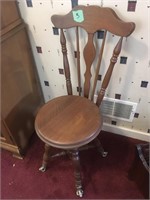 Vintage swivel seat wood chair