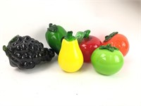 6 pc. Glass fruits and vegetables.  Pear, Apple,