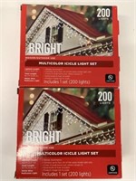 2x Packs Bright Multicolor Icicle Light Sets