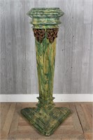 19th C Continental Carved Polychrome Wood Pedestal