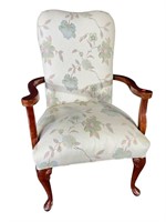 SOLID MAHOGANY QUEEN ANNE OPEN ARM CHAIR