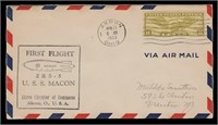 US Stamps ZRS-5 Macon Airship First Flight Cover