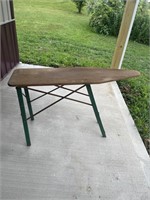 Vintage wooden green ironing board