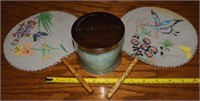 (2) Handpainted Silk Oriental Fans + Bath & Body