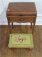 JEWELRY / VANITY W/ NEEDLE POINT STOOL 24 IN TALL