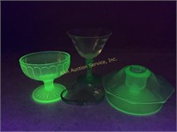 Uranium custard dish, candle holder & trinket