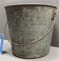Vintage Rock Island railroad Fire Water Bucket