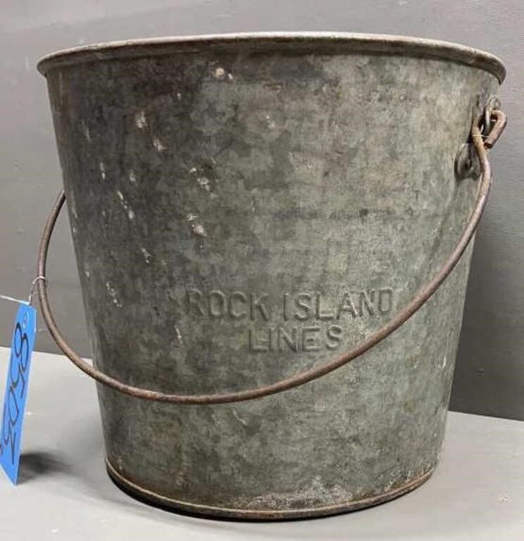 Vintage Rock Island railroad Fire Water Bucket