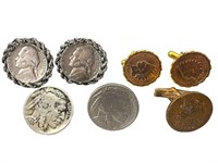 Vintage Coin Cufflinks, Tie Clip, 1 is 925