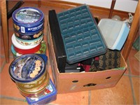 MIsc tins, watch and jewelry lot