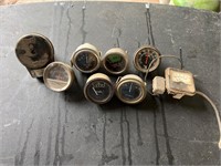 Box of vintage gauges