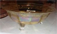 carnival glass footed dish