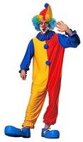 Classic Clown Adult Costume, Blue, Yellow & Red,