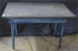 Primitive kitchen table in blue paint