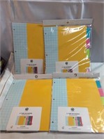 4  packs five tab dividers color block