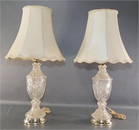 Pair of Cut Crystal Style Urn-Shaped Lamps